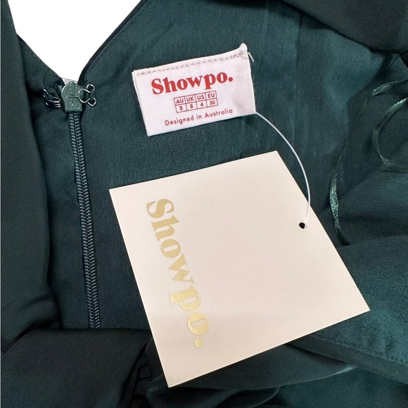 Showpo. Simple Twist of Fate Emerald Satin Dress Size 4 - Picture 16 of 17